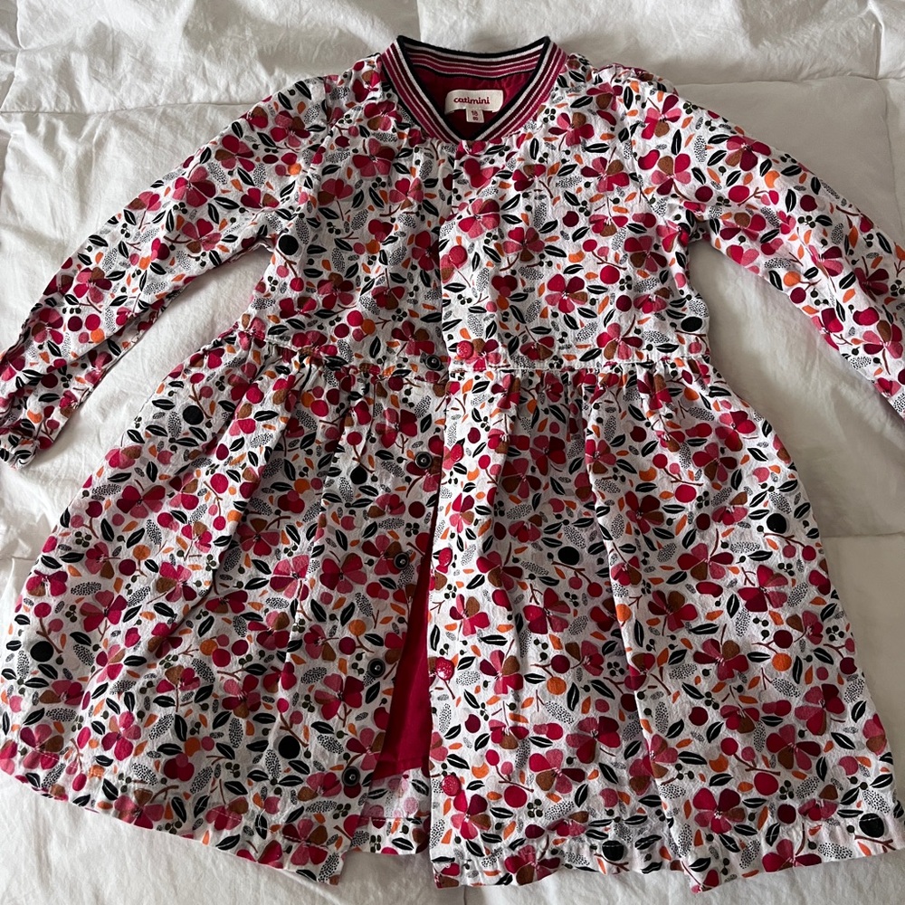 Catimini Floral Dress with Red and Black Details